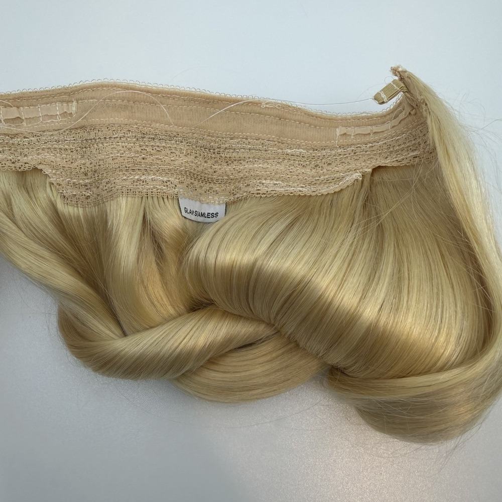 Glam Seamless 20" Glam Band Halo Beach Blonde 613 New Remy Human Hair Extensions - Picture 3 of 7